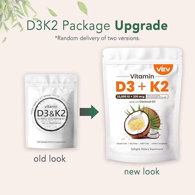 Vitamina D3 y K2 con Aceite de Coco